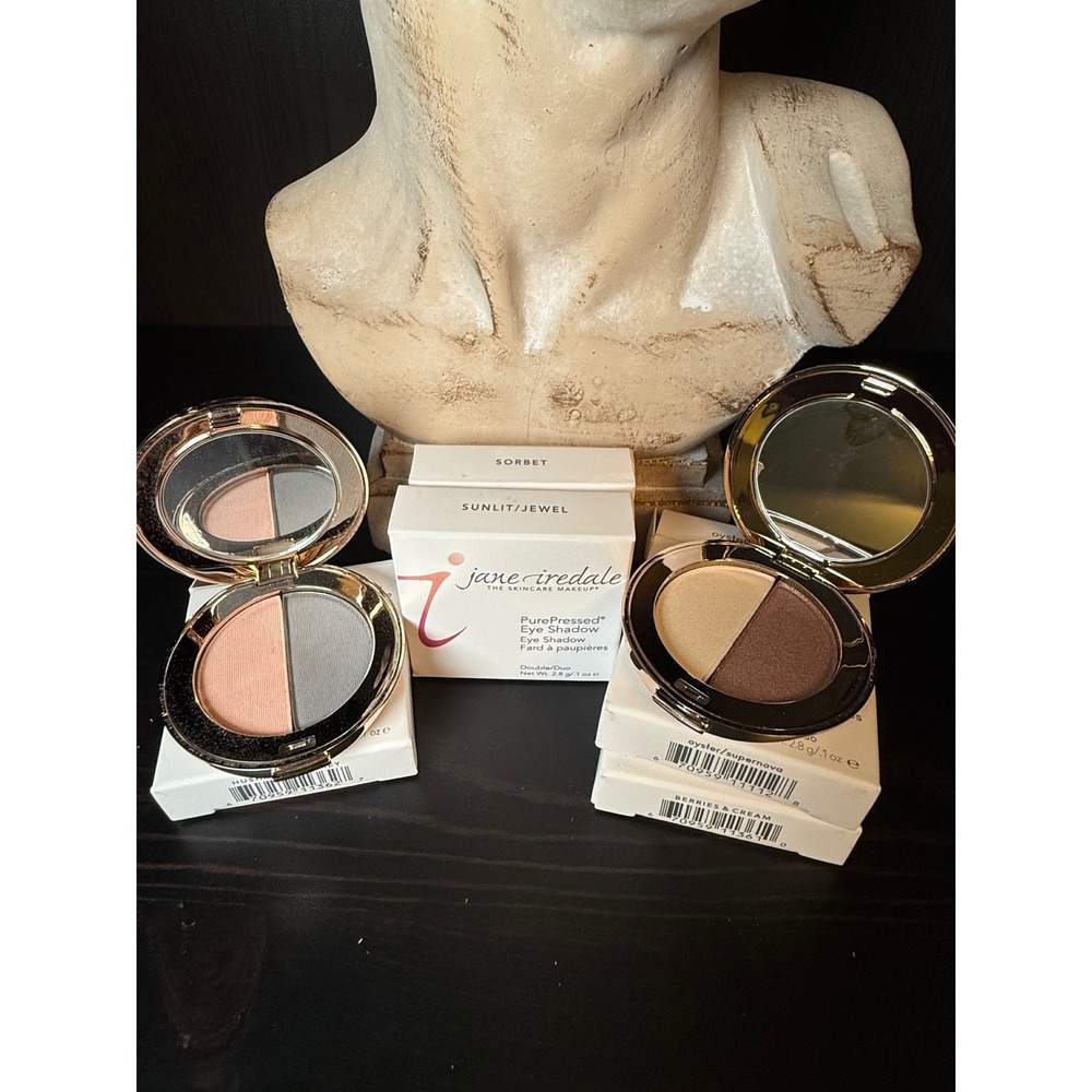 Jane Iredale PurePressed Eye Shadow Duo Sunlit Jewel Gold Brown Mineral Makeup